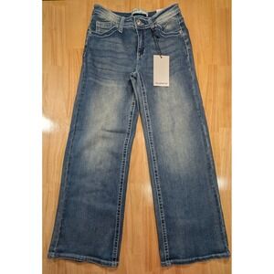 Telepatia Wide Leg Jeans Blue Denim Rhinestone Button GR25015 Mens Size 7/28 NEW